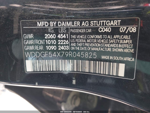Aukcja sprzedaży 2009 Mercedes-benz C 300 Luxury/sport, vin: WDDGF54X79R045825, numer aukcji: 42542259