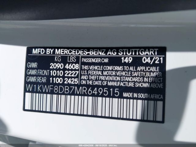 2021 MERCEDES-BENZ C 300 W1KWF8DB7MR649515 Photo 8