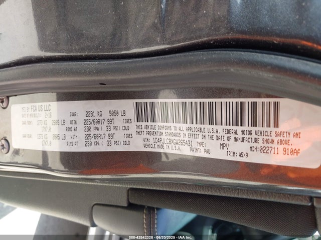 1C4PJLCBXGW265431 Jeep 2016