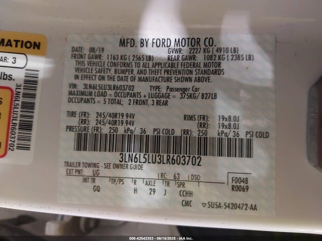 Lincoln 2.0l 4v atk 2020 3LN6L5LU3LR603702 Image 9