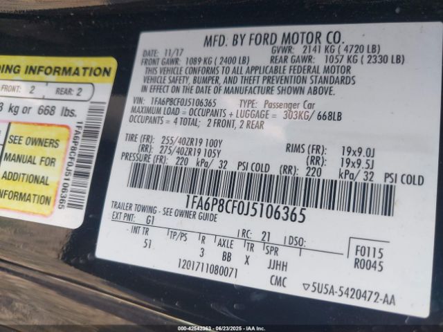 2018 FORD MUSTANG 1FA6P8CF0J5106365 Photo 8