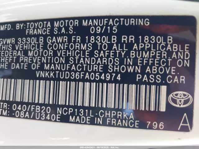 VNKKTUD36FA054974 Toyota 1nz-fe