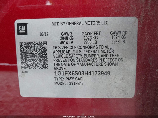 1G1FX6S03H4173949 Chevrolet 2017