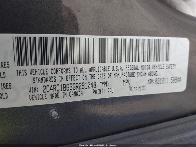 Chrysler 2016 2016 2C4RC1BG3GR291043 Image 9