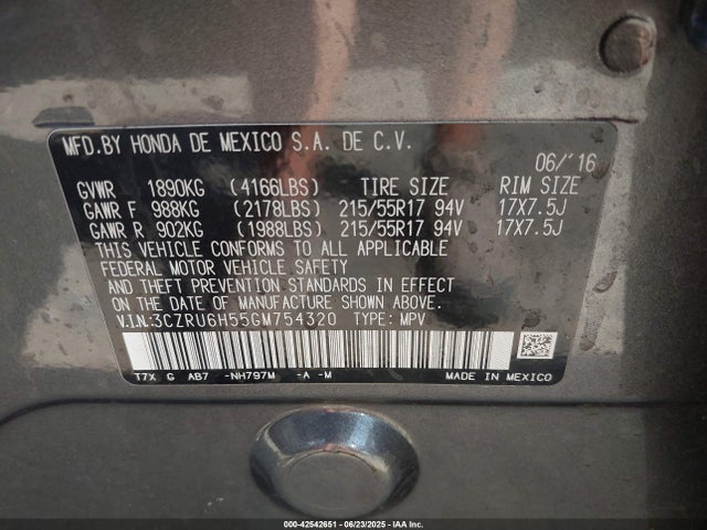 3CZRU6H55GM754320 Honda r18z9