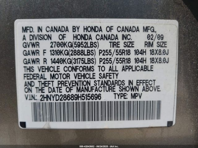 2009 ACURA MDX 2HNYD28689H515696 Photo 8