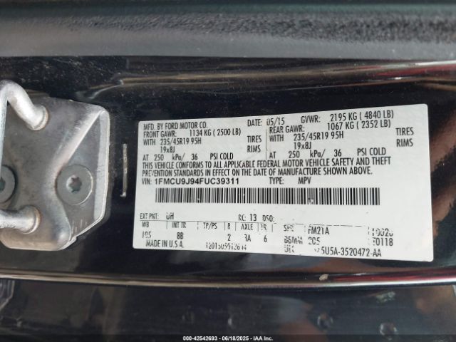 2015 FORD ESCAPE 1FMCU9J94FUC39311 Photo 8