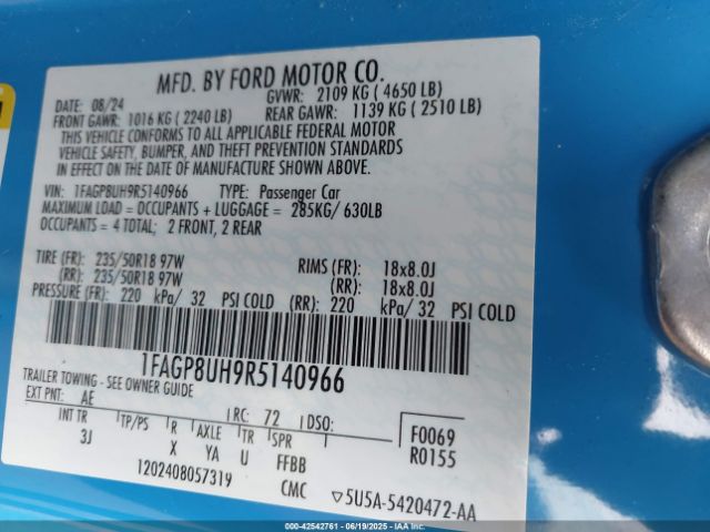 2024 FORD MUSTANG 1FAGP8UH9R5140966 Photo 8