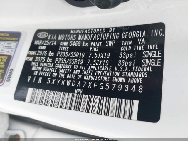 2015 KIA SORENTO 5XYKWDA7XFG579348 Photo 8