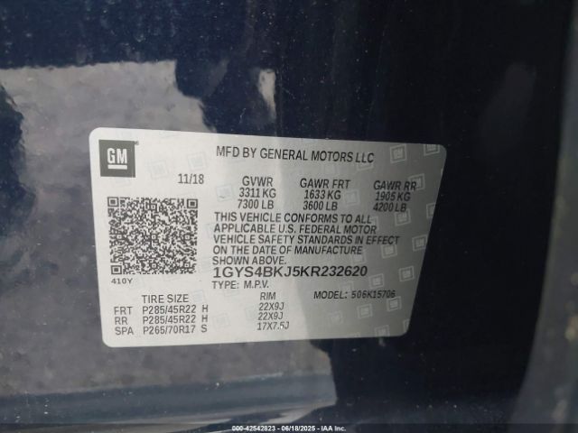 2019 CADILLAC ESCALADE 1GYS4BKJ5KR232620 Photo 8