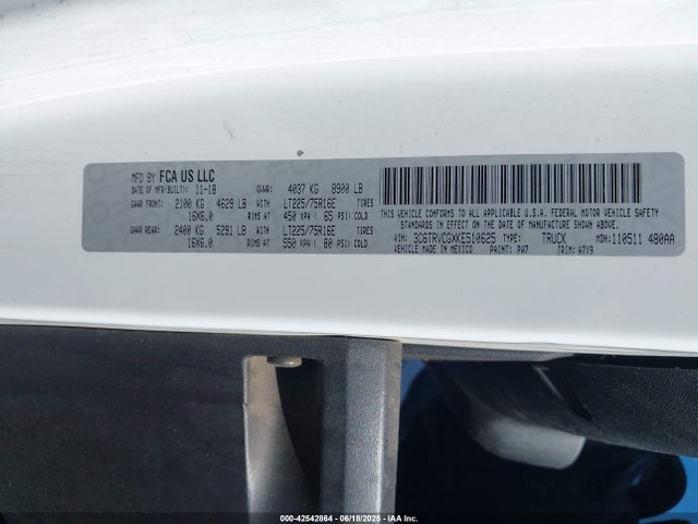 3C6TRVCGXKE510625 RAM 2019