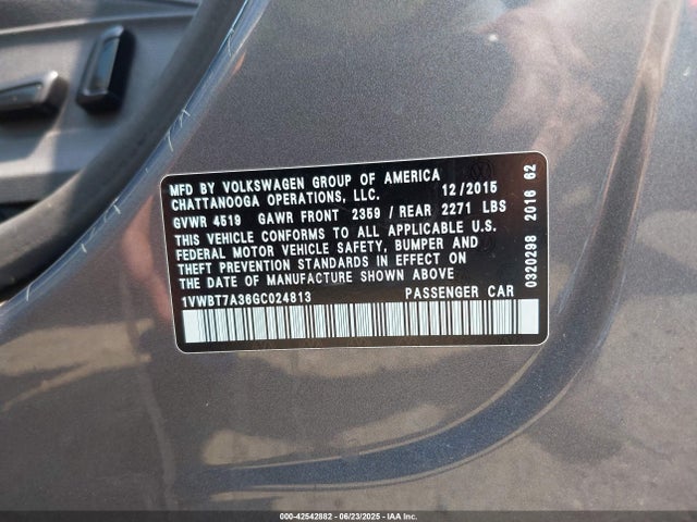 Volkswagen Passat 2016 1VWBT7A36GC024813 Image 9