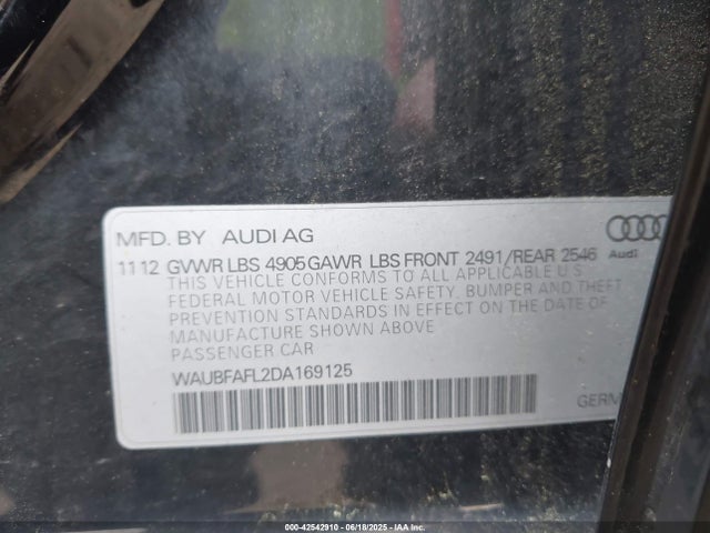 2013 AUDI A4 WAUBFAFL2DA169125 Photo 8