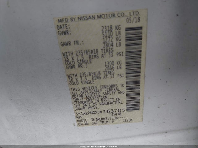 5N1AZ2MGXJN163705 Nissan 2018