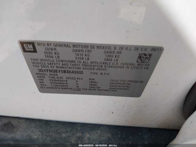 2011 CADILLAC SRX 3GYFNDEY5BS643905 Photo 8