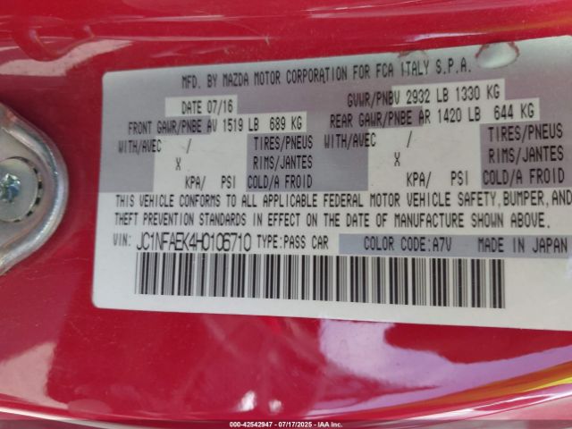 2017 FIAT 124 SPIDER JC1NFAEK4H0106710 Photo 8