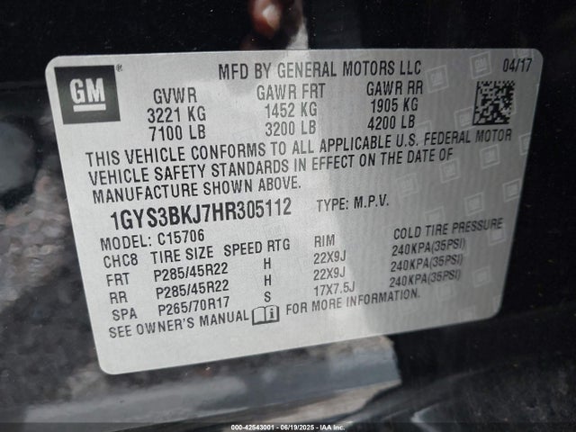 2017 CADILLAC ESCALADE 1GYS3BKJ7HR305112 Photo 8