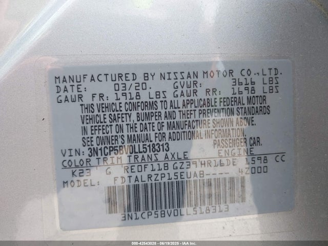 3N1CP5BV0LL518313 Nissan 2020