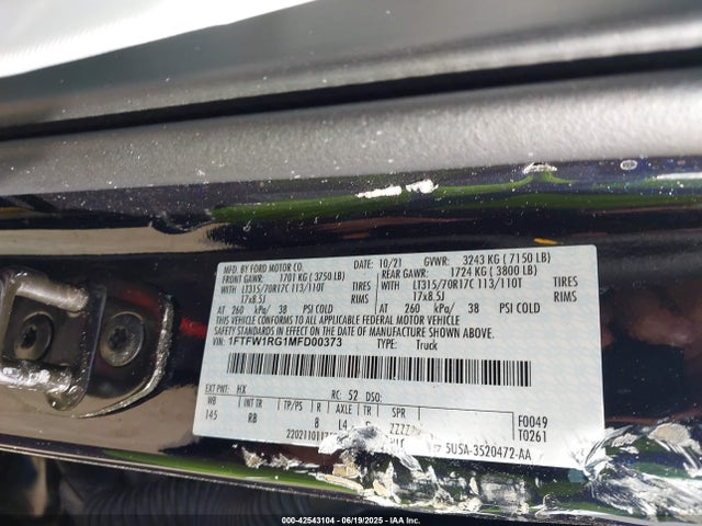 1FTFW1RG1MFD00373 Ford gtdi