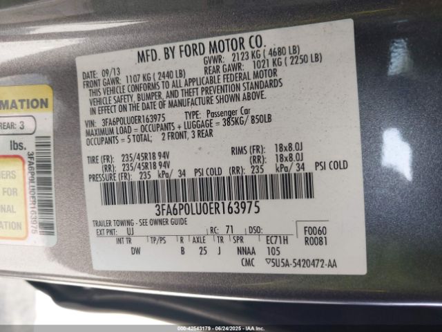3FA6P0LU0ER163975 Ford 2014