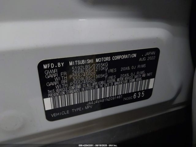 2022 MITSUBISHI OUTLANDER JA4J4VA81NZ091481 Photo 8