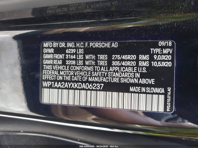 Porsche Cayenne 2019 WP1AA2AYXKDA06237 Image 9