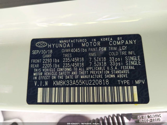Hyundai t-gdi gamma 2019 KM8K33A55KU220818 Image 9