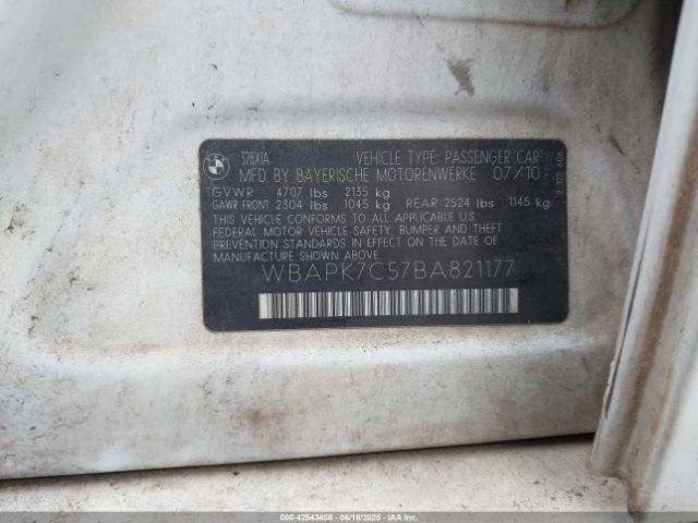 2011 BMW 328I WBAPK7C57BA821177 Photo 8