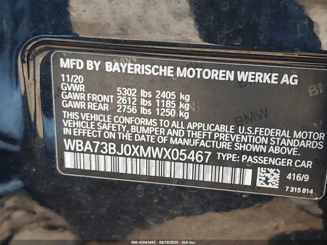 WBA73BJ0XMWX05467 BMW 540I