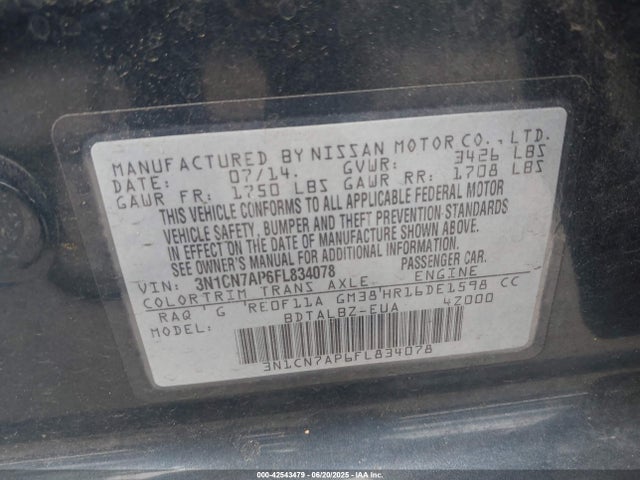 Nissan 2015 2015 3N1CN7AP6FL834078 Image 9