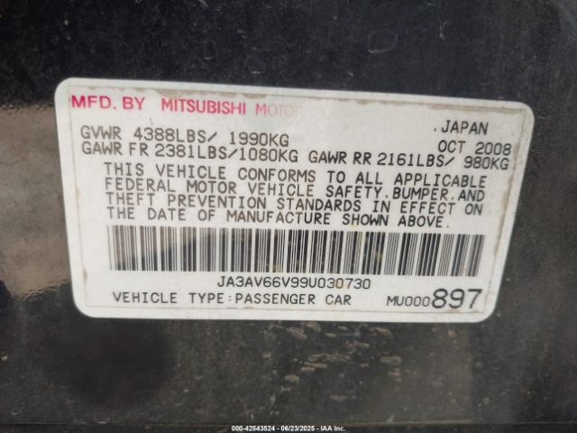 2009 MITSUBISHI LANCER JA3AV66V99U030730 Photo 8
