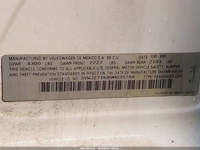 2009 VOLKSWAGEN JETTA 3VWJZ71K89M035766 Photo 8