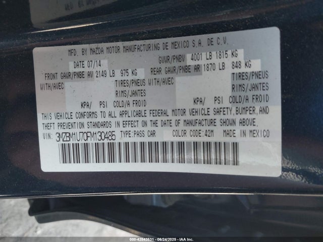 3MZBM1U70FM130485 Mazda pe