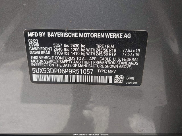 5UX53DP06P9R51057 BMW X3