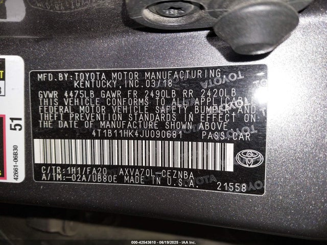 4T1B11HK4JU090681 Toyota a25a-fks