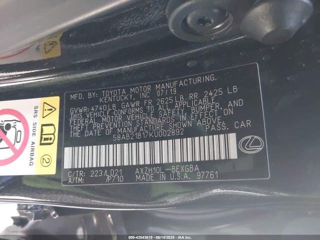 58AB21B17KU002892 Lexus a25a-fxs, 3nm