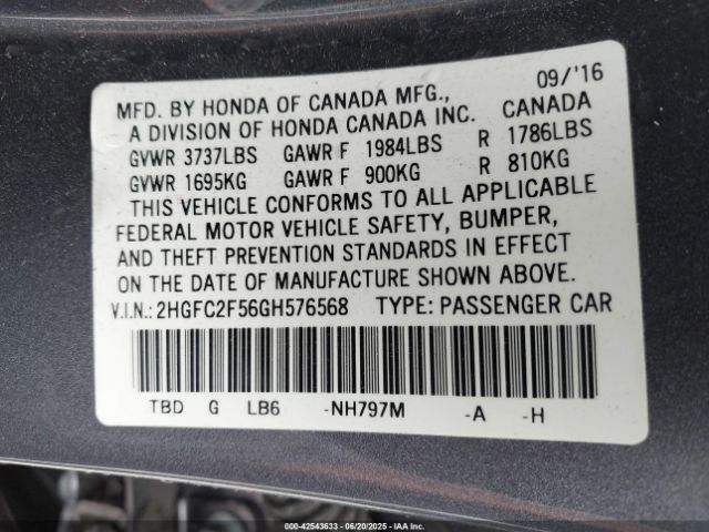 2HGFC2F56GH576568 Honda k20c2