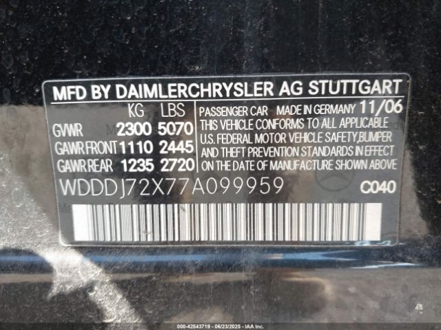 2007 MERCEDES-BENZ CLS 550 WDDDJ72X77A099959 Photo 8