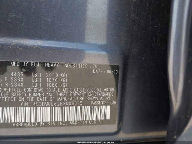 Subaru 2.5na u6 2014 4S3BMCL62E3006015 Image 9