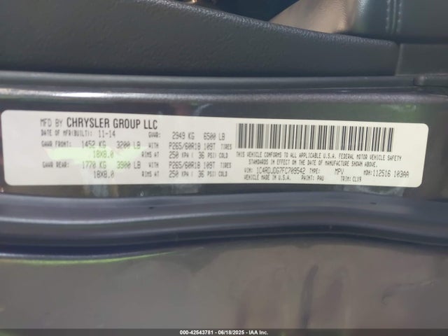 1C4RDJDG7FC709542 Dodge Durango