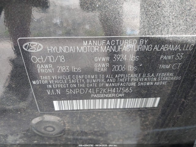 Hyundai mpi nu 2019 5NPD74LF2KH417565 Image 9