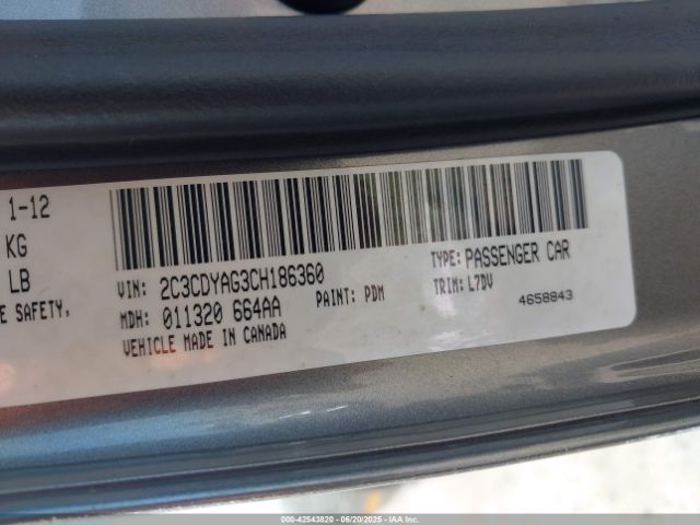 2012 DODGE CHALLENGER 2C3CDYAG3CH186360 Photo 8