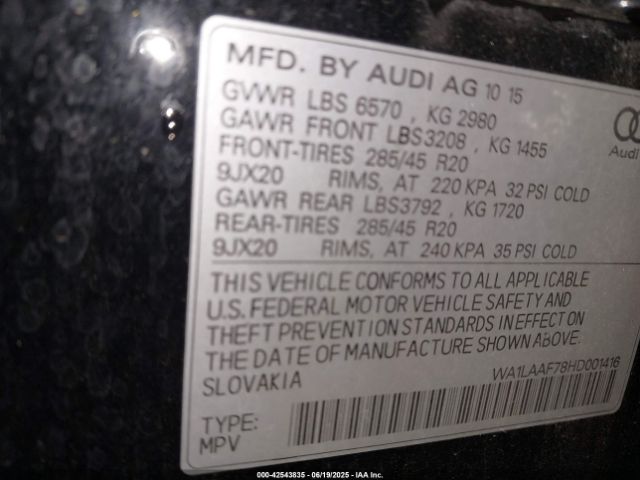 2017 AUDI Q7 WA1LAAF78HD001416 Photo 8