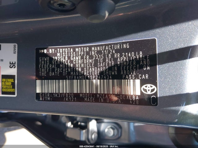 Toyota m20a-fks 2025 5YFB4MDE1SP247434 Image 9