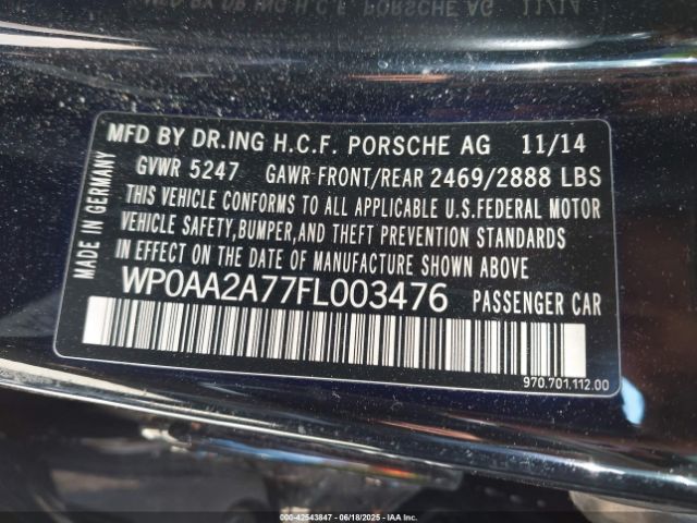 2015 PORSCHE PANAMERA WP0AA2A77FL003476 Photo 8