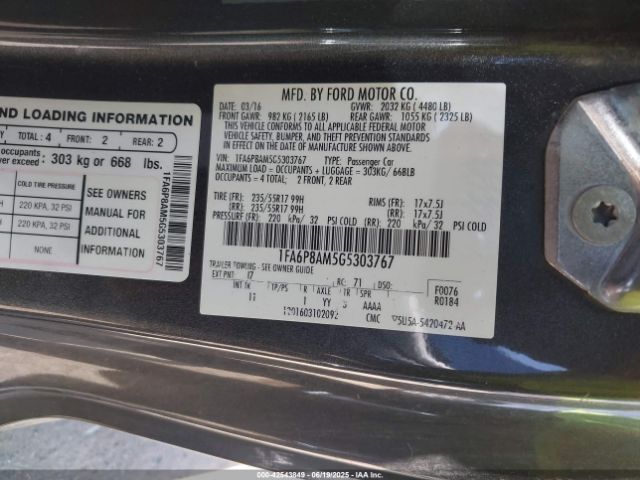 2016 FORD MUSTANG 1FA6P8AM5G5303767 Photo 8