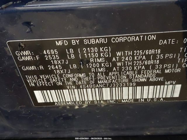 4S4BSANC7J3233199 Subaru u5