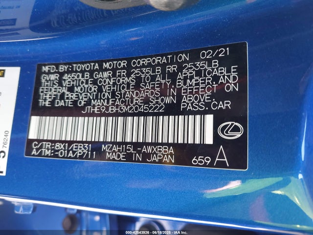 JTHE9JBH3M2045222 Lexus m20a-fxs, 3nm,1mm