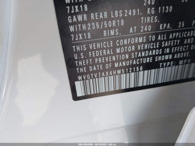 WVGTV7AX4HW512156 Volkswagen 2.0 tsi