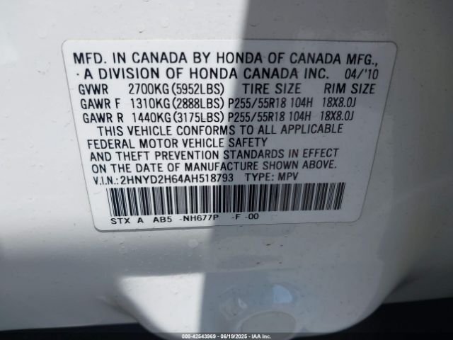 2010 ACURA MDX 2HNYD2H64AH518793 Photo 8